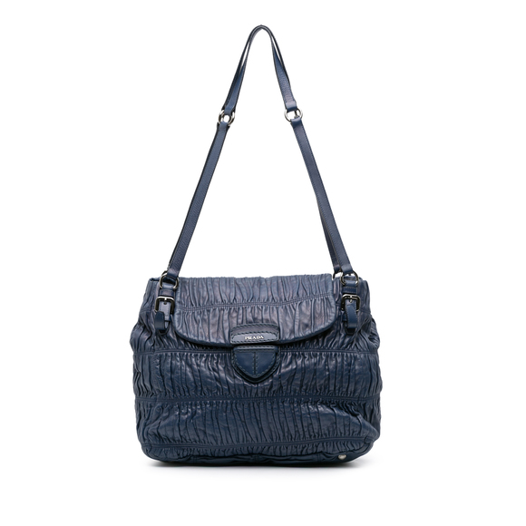 Pre-Loved Prada Nappa Gaufre Buckle Strap Shoulder Bag - Picture 1 of 10
